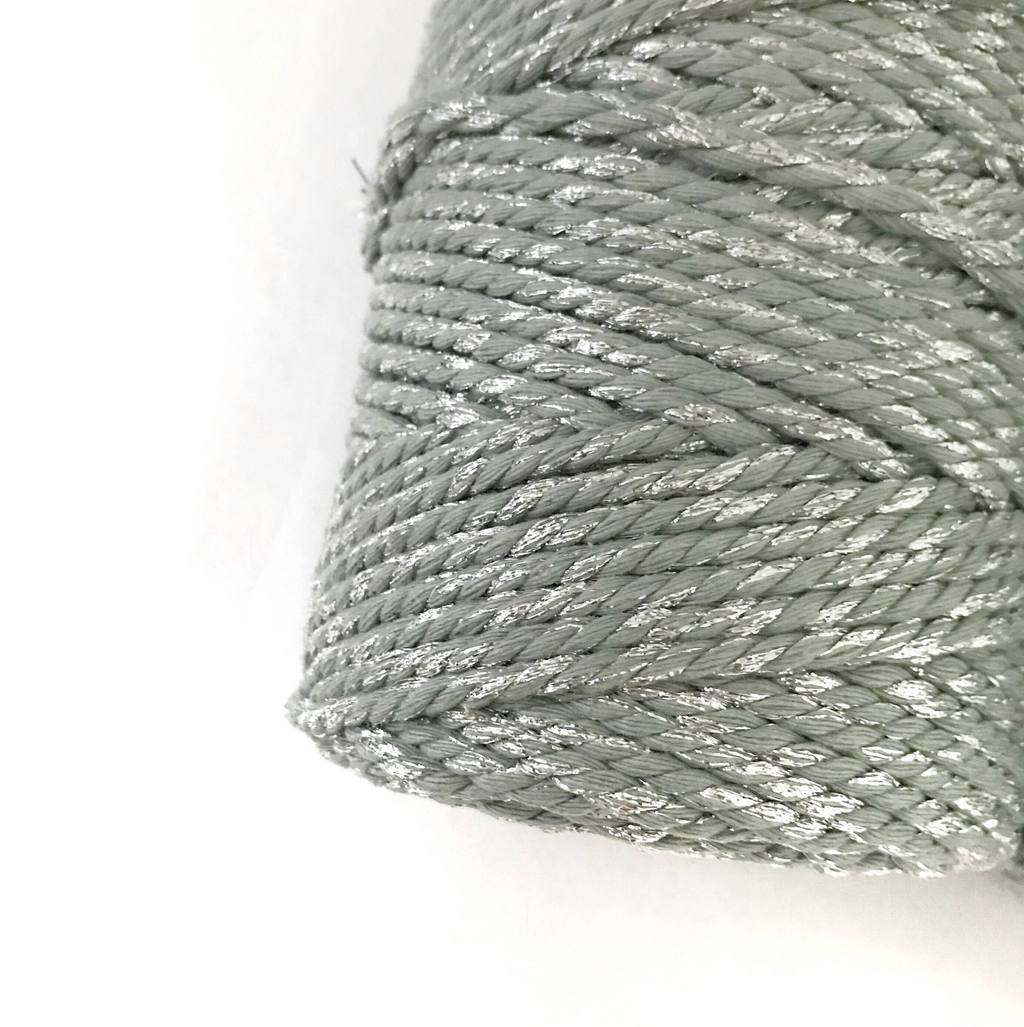 Metallic GREY GLITTER Macrame Cord 4mm 100m