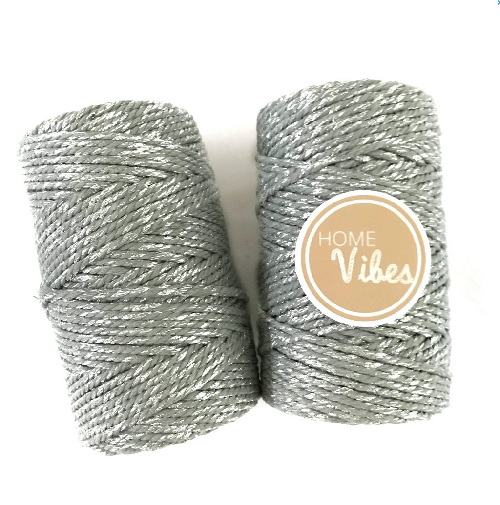 Metallic GREY GLITTER Macrame Cord 4mm 100m