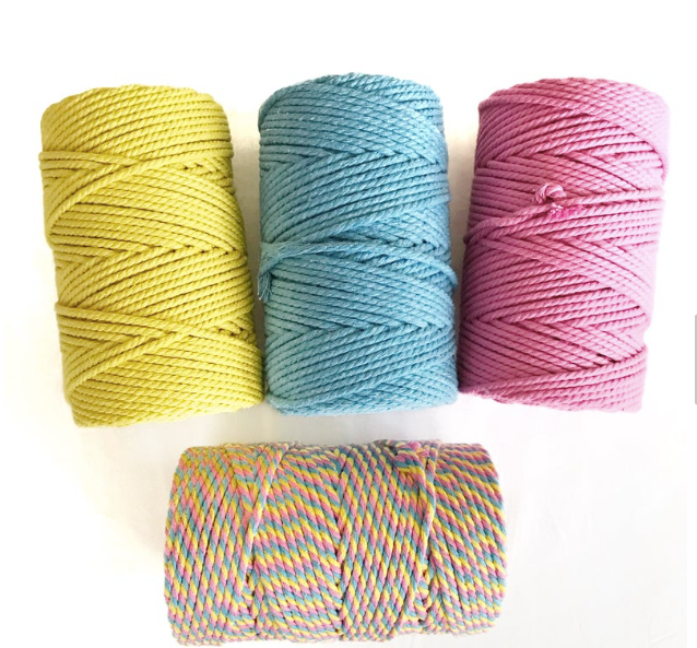Coloured Macrame Cord CANDY POP 4mm 100m