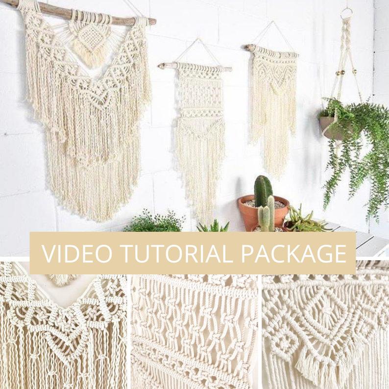 MACRAME PATTERN PACKAGE- Beginner to Intermediate Wall Hanging and Plant Hanger Tutorials.