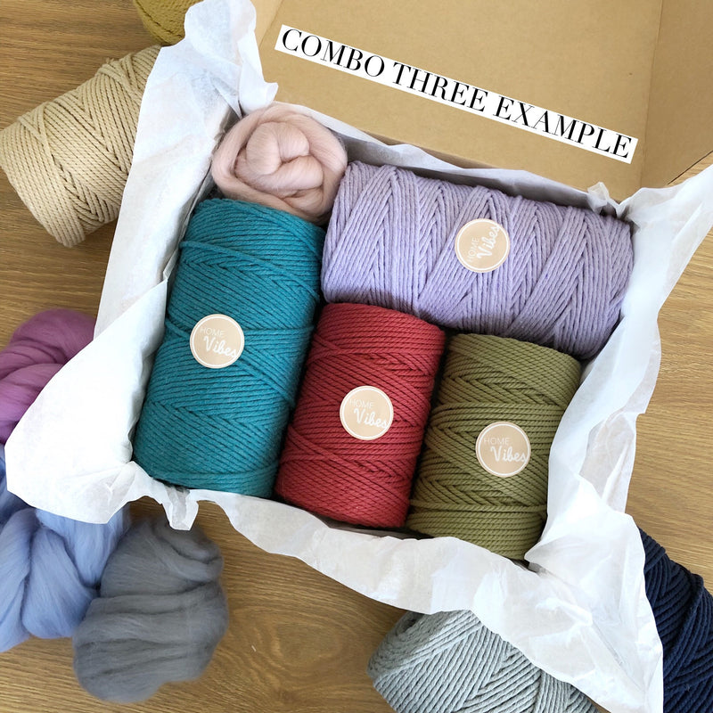 Macrame Cord and Wool Roving Colour Bento Box