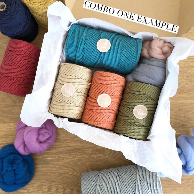 Macrame Cord and Wool Roving Colour Bento Box